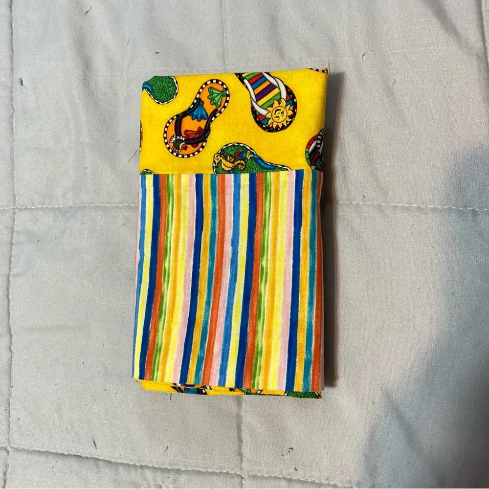FLIP FLOP Rainbow Pillow Case Beach Theme Bright Colorful Stripes Standard Size